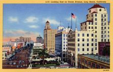 Looking east on Ocean Avenue, Long Beach, California, USA, 1940