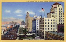 Looking east on Ocean Avenue, Long Beach, California, USA, 1940