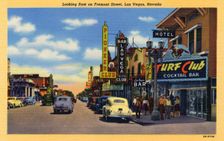 Looking East on Fremont Street, Las Vegas, Nevada postcard, 1943