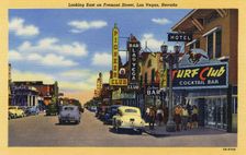 Looking East on Fremont Street, Las Vegas, Nevada postcard, 1943