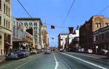 Looking east on Hollywood Boulevard, Hollywood, Los Angeles, California, USA, 1953
