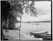 Looking east on Raquette Lake from St. Hubert's Isle, Adirondack Mountains, c1902. Creator: William H. Jackson