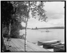 Looking east on Raquette Lake from St. Hubert's Isle, Adirondack Mountains, c1902. Creator: William H. Jackson