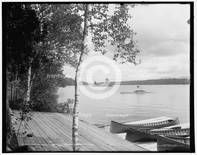 Looking east on Raquette Lake from St. Hubert's Isle, Adirondack Mountains, c1902. Creator: William H. Jackson.