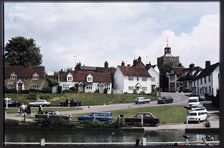 Looking east across the pond at Finchingfield towards houses on The Causeway and Church Hill, 1980. Creator: Dorothy Chapman