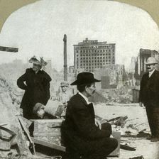Looking east from corner Pine and Stockton, showing the ruins of the Mills Building 1906. Creator: Unknown