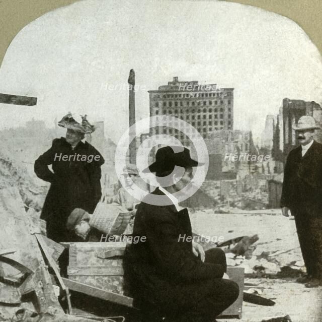 'Looking east from corner Pine and Stockton, showing the ruins of the Mills Building', 1906.  Creator: Unknown.