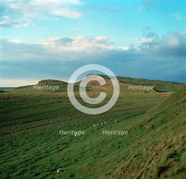 Looking east from Housesteads Roman fort on Hadrian's Wall, 2nd century. Artist: Unknown