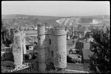 Looking east from the keep of Lewes Castle towards the Barbican, East Sussex, 1930s-40s. Creator: HE Tuppen