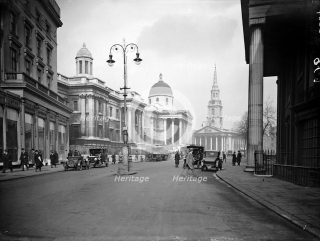 Looking east towards the Church of St Martin-in-the-Fields, Westminster, London, 1921. Artist: Unknown