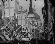 Looking East up Ludgate Hill at St Paul's Cathedral..., 1937 Creator: British Pathe Ltd