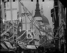 Looking East up Ludgate Hill at St Paul's Cathedral..., 1937 Creator: British Pathe Ltd