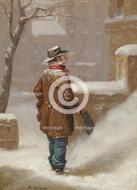 Looking For a Job (Snow Shoveller), c1859. Creator: Charles Felix Blauvelt.