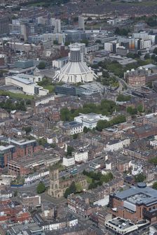 Looking from Church of St Luke north east towards Catholic Cathedral, Liverpool, 2015 Creator: Historic England