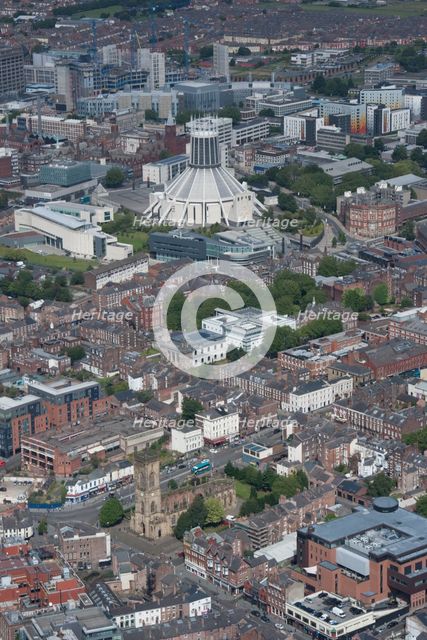 Looking from Church of St Luke north east towards Catholic Cathedral, Liverpool, 2015 Creator: Historic England.