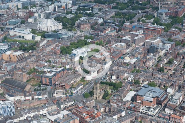Looking from Church of St Luke north east towards Catholic Cathedral, Liverpool, 2015 Creator: Historic England.
