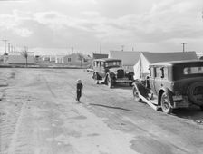 Looking from the camp to adjoining tract..., Shafter migrant camp, California, 1938. Creator: Dorothea Lange