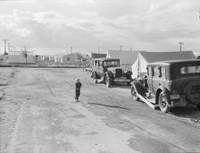 Looking from the camp to adjoining tract..., Shafter migrant camp, California, 1938. Creator: Dorothea Lange