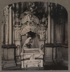 Looking from the Chapel of the Angel, to the Holy Sepulchure, Jerusalem c1900