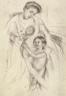 Looking Into A Hand Mirror #3, about 1905. Creator: Mary Cassatt