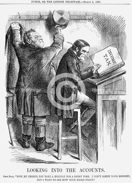 'Looking into the Accounts', 1861. Creator: Unknown.