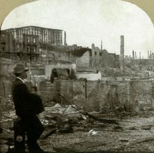 Looking north up Mason St. from Eddy - Ruins of the Fairmont $4,000,000 hotel 1906. Creator: Unknown