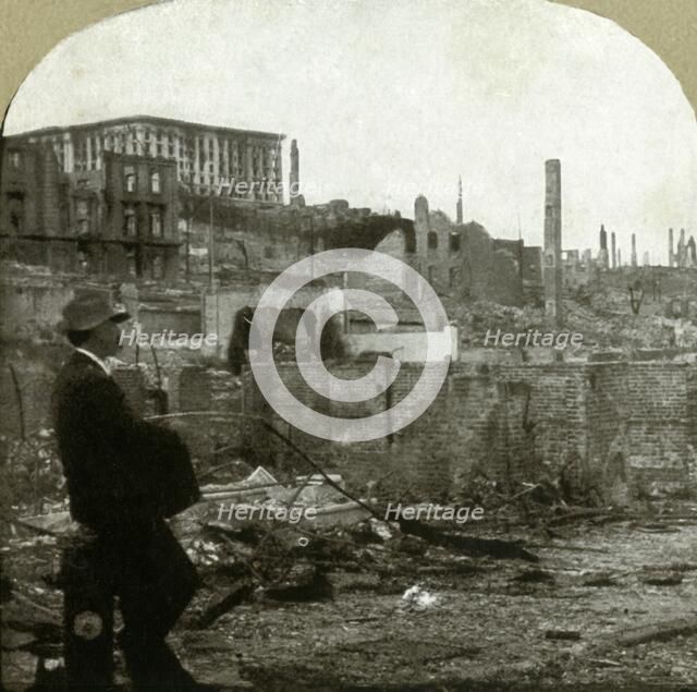 'Looking north up Mason St. from Eddy - Ruins of the Fairmont $4,000,000 hotel', 1906.  Creator: Unknown.