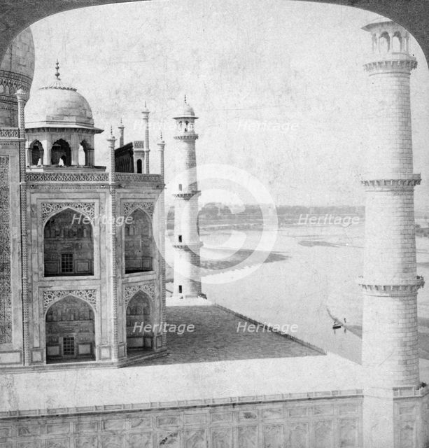 Looking north-west from the Taj Mahal up the Jumna river to Agra, India, 1903.Artist: Underwood & Underwood