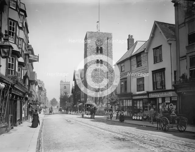 Looking north along Cornmarket Street, Oxford, Oxfordshire, 1885.   Creator: Henry Taunt.