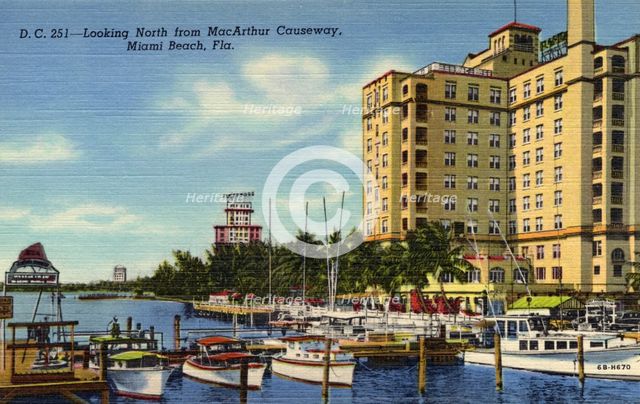 Looking north from MacArthur Causeway, Miami Beach, Florida, USA, 1946. Artist: Unknown