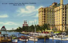 Looking north from MacArthur Causeway, Miami Beach, Florida, USA, 1946