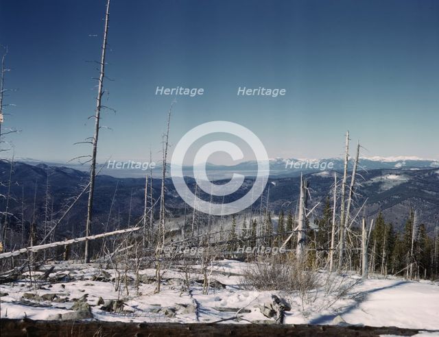 Looking north from the Sangre de Cristo Mountains above Penasco, New Mexico, 1943. Creator: John Collier.