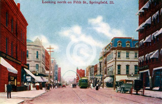 Looking north on Fifth Street, Springfield, Illinois, USA, c1910s(?). Artist: Unknown