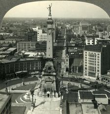 Looking North over Soldiers and Sailors Monument in the Heart of Indianapolis, Ind. c1930s. Creator: Unknown