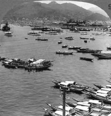 Looking north over vessels in the port of Nagasaki, Japan, 1904.Artist: Underwood & Underwood