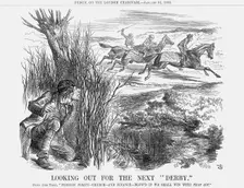 Looking Out for The Next "Derby" 1863. Creator: John Tenniel