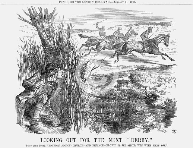'Looking  Out for The Next "Derby"', 1863. Creator: John Tenniel.
