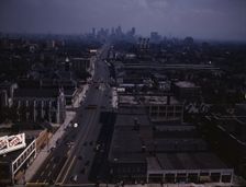 Looking south from the Maccabees Building with the Detroit skyline in distance, Detroit, Mich., 1942 Creator: Arthur S Siegel