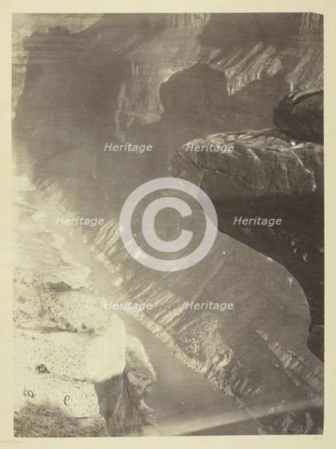 Looking South into the Grand Cañon, Colorado River, Sheavwitz Crossing, 1872. Creator: William H. Bell.