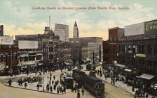 Looking south on Second Avenue from Yesler Way, Seattle, Washington, USA, 1911