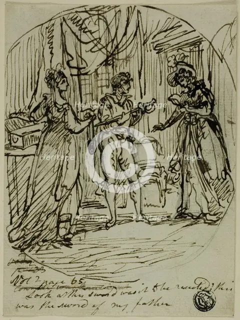 Look at This Sword, Was it to Be Resisted?, from Eleanora: from the Sorrows of Werter, n.d. Creators: Haggitt, William Artaud, Edward Dayes.