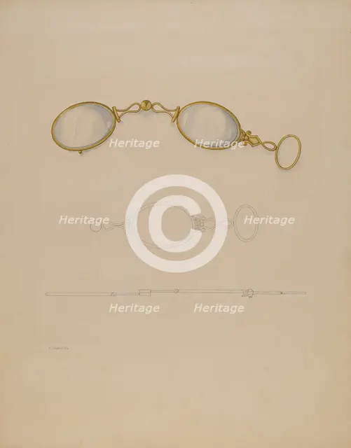 Lorgnette, c. 1937. Creator: Isidore Steinberg.