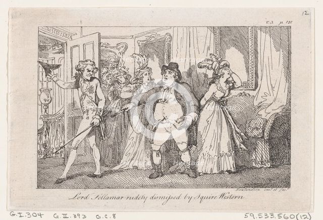 Lord Tellamar Rudely Dismissed by Squire Western, from "The History of Tom Jones, a Foundl..., 1792. Creator: Thomas Rowlandson.