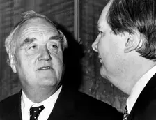 Lord William Whitelaw (1918-1999) with Lord Bethell (1922-2001), British politicians, 1989. Creator: Unknown
