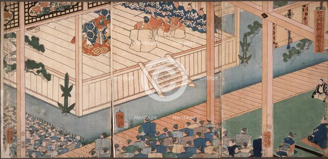 Lord Yoritomoku Watches a Noh Performance, 19th century. Creator: Tsukioka Yoshitoshi.