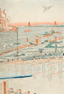 Lord Yoritomo Traveling to Kyoto in the First Year of Kenkyu Period (circa 1285) (image 3 of 3),1862 Creator: Sadahide Utagawa
