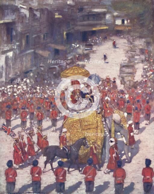 'Lord and Lady Curzon entering Delhi', 1903. Artist: Mortimer L Menpes.