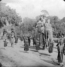 Lord and Lady Harding riding an elephant, India, 1913.Artist: HD Girdwood