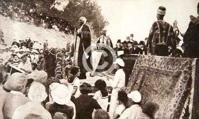 Lord Balfour speaking at the Hebrew University, Jerusalem, Palestine, 1927.  Creator: Topical Press Agency.