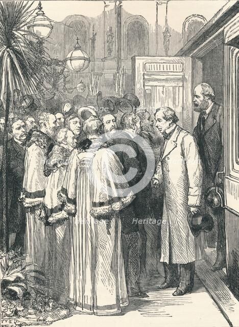 Lord Beaconsfield and Lord Salisbury at Charing Cross Railway Station, 1896. Artist: Unknown